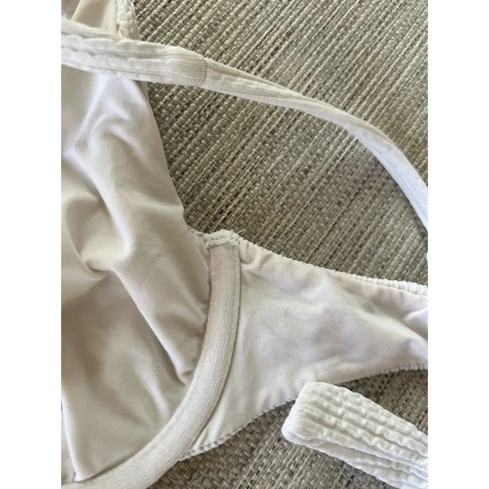 Monday Swimwear Formentera Petite White Sand Crinkle Bikini Top Underwire